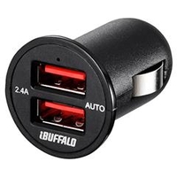BUFFALO 2．4A シガーソケット用USB急速充電器 AUTO POWER SELECT機能搭載(2ポート) ブラック BSMPS2401P2BK
