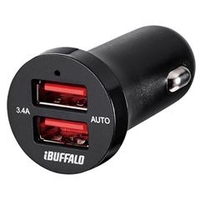 BUFFALO 3．4A シガーソケット用USB急速充電器 AUTO POWER SELECT機能搭載(2ポート) ブラック BSMPS3402P2BK