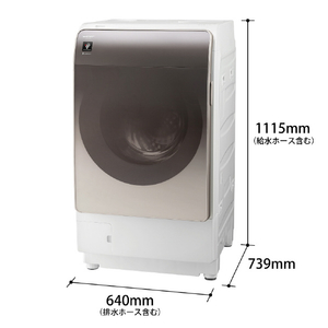 シャープ 【左開き】11.0kgドラム式洗濯乾燥機 アッシュゴールド ESV11BNL-イメージ2