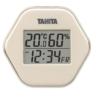 タニタ デジタル温湿度計 アイボリー TT573IV-イメージ1