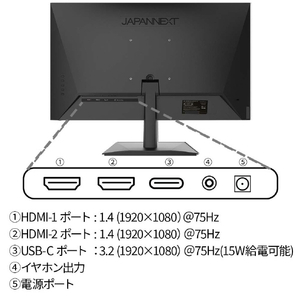 JAPANNEXT 23．8型液晶ディスプレイ ブラック JN-IPS238FHDR-C-イメージ13