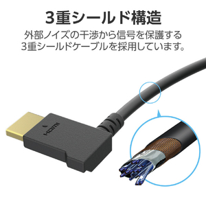 エレコム HIGH SPEED HDMIケーブル(L字コネクター/右向き) 1．5m ブラック CAC-HD14EYR15BK-イメージ8