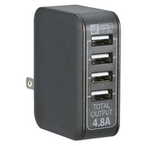 オーム電機 ACアダプター USB電源タップ 4ポート ブラック MAV-AU48-K-イメージ1