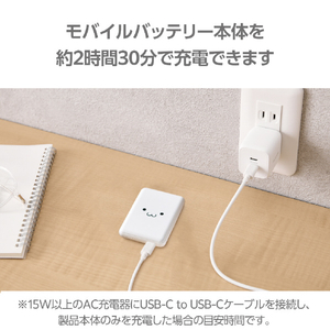 エレコム 超コンパクトモバイルバッテリー(5000mAh/3A/USB Type-C×1) しろちゃん(ホワイト×ブラック) DE-C48-5000WF-イメージ6