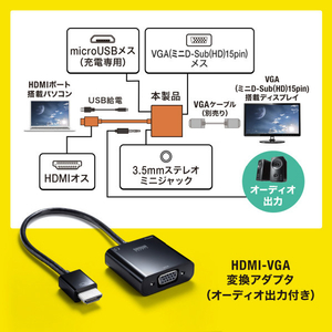 サンワサプライ HDMI-VGA変換アダプタ(オーディオ出力付き) AD-HD23VGA-イメージ12