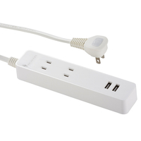 オーム電機 USBポート付テーブルタップ(雷ガード付・2個口・1m) ホワイト HS-TU21N78W
