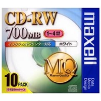 マクセル データ用CD-RW 700MB 1～4倍速対応 インクジェットプリンタ対応 書き換え型 10枚入り CDRW80PWS1P10S