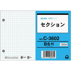 コレクト 情報カードB6 セクション(5mm方眼)両面 100枚 F028687-C-3602-イメージ1