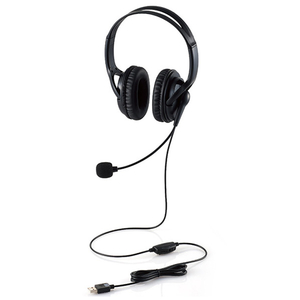 エレコム 両耳大型USB有線ヘッドセット ブラック HS-HP02SUBK-イメージ1