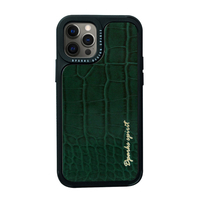 Dparks iPhone 12/12 Pro用ケース LEATHER COVER CROCO GLOSS グリーン DS19810I12P