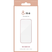 エレコム iPhone 15用&me ガラスフィルム フレーム付き 高透明 ピンクゴールド PM-A23AFLGFPNM