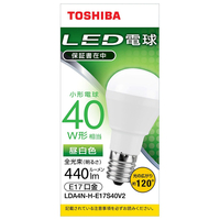 東芝 LED電球 E17口金 全光束440lm(3．8W小形電球タイプ) 昼白色相当 LDA4N-H-E17S40V2