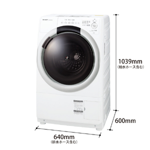 シャープ 【右開き】7．0kgドラム式洗濯乾燥機 クリスタルホワイト ESS7JWR-イメージ2