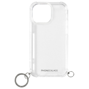 PHONECKLACE iPhone 14 Pro用ストラップ用リング付きクリアケース シルバーチャーム PN23877I14PSV-イメージ1