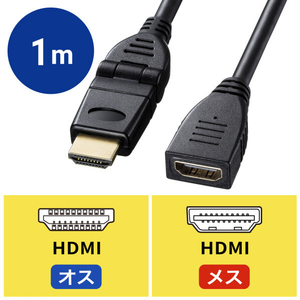 サンワサプライ ハイスピードHDMI延長ケーブル(3Dコネクタ)1．0m ブラック KM-HD20-3DEN10N-イメージ2