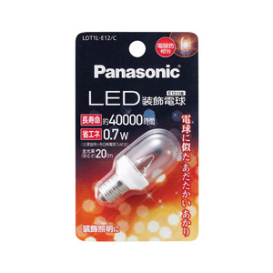 パナソニック LED電球 E12口金 全光束20lm(0．7W装飾電球 T形タイプ クリアタイプ) 電球色相当 LDT1LE12C-イメージ1