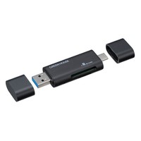グリーンハウス USB Type-C + USB Type A コンパクト カードリーダ/ライタ ブラック GH-CRACA-BK