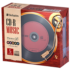 Verbatim シックなカラーのレコードデザイン音楽用CD レコードデザインPhono-R 5枚組 AR80FHX5V7-イメージ1