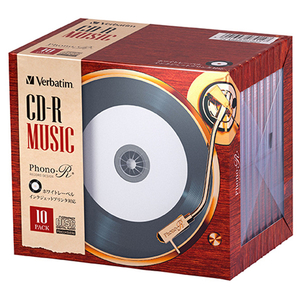 Verbatim インクジェットプリンタ対応音楽用CD レコードデザインPhono-R 10枚組 AR80FHP10V7-イメージ1