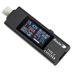 ルートアール 双方向・メタル筐体・多機能表示 USB Type-C電圧・電流チェッカー(ケーブルレスモデル) ブラック RT-TC4VABK-イメージ1