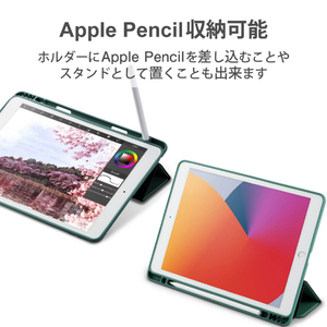 エレコム iPad 10．2インチ(2020年モデル/2019年モデル)用フラップケース/Pencil収納/スリープ対応 グリーン TBWA19RWVSAGN-イメージ6
