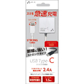 エアージェイ USB Type-C AC充電器 ストロングタイプ ケーブル一体型 2．4A 1．5m ホワイト AKJ-CT24STG WH