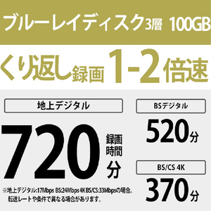 SONY 録画用100GB 3層 2倍速 BD-RE XL書換え型 ブルーレイディスク 5枚入り 5BNE3VEPS2-イメージ2